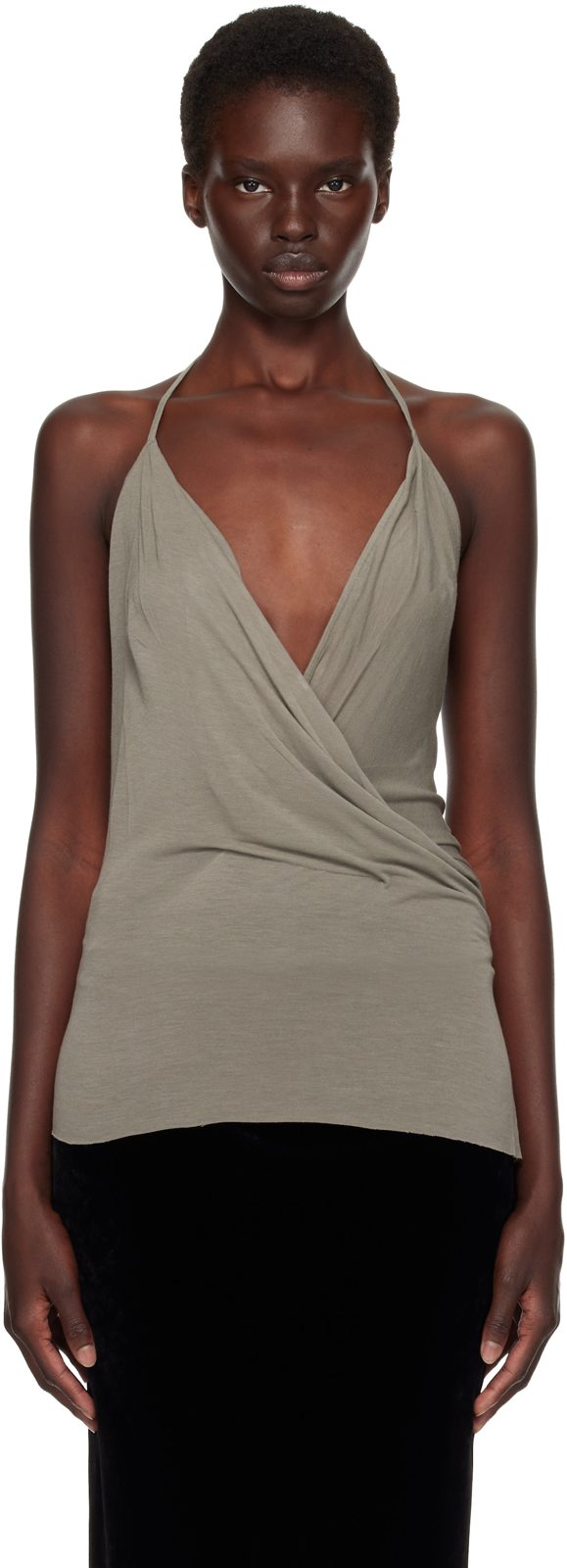 Gray Tower Draped Top 262232F111012
