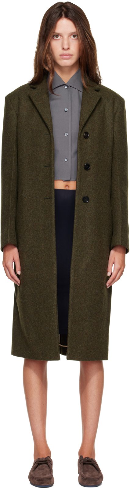 Khaki Loden Wool Coat 262249F059001