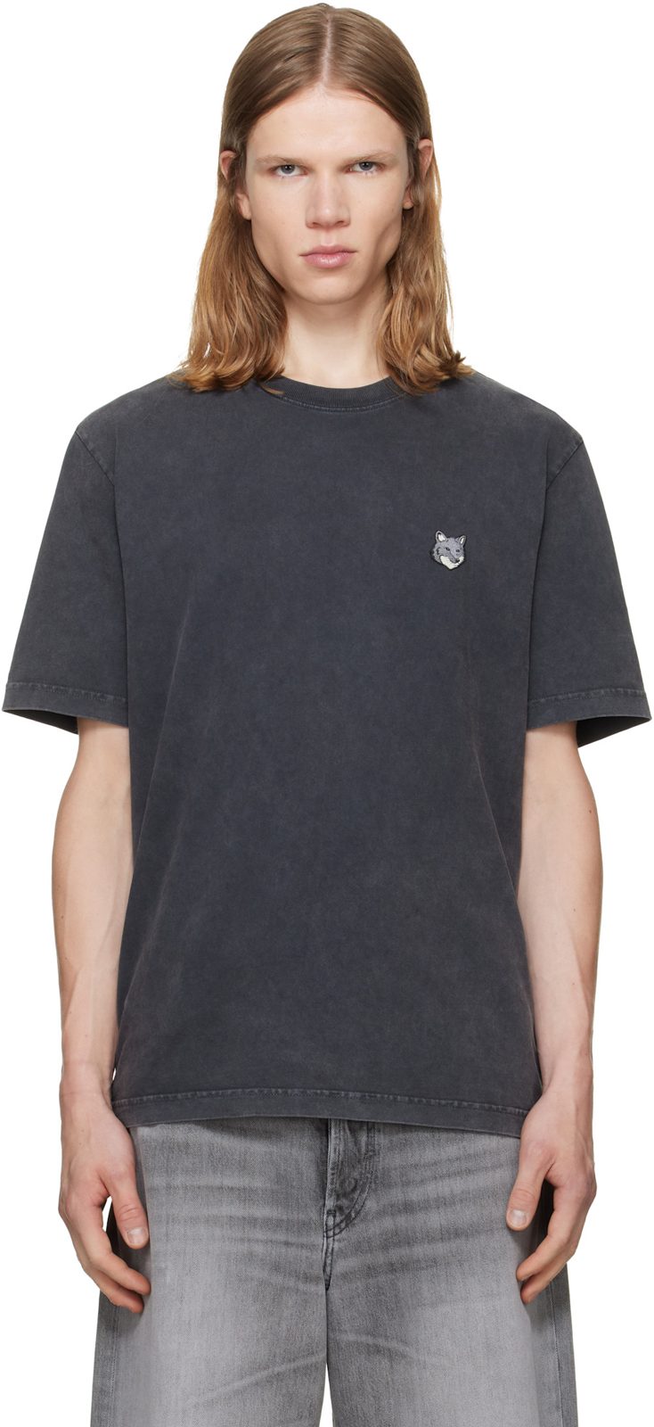 Maison Kitsune Gray Fox Head Faded Comfort T-shirt 262389M213026