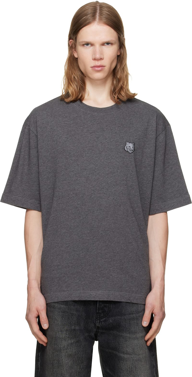 Maison Kitsune Gray Fox Head Oversize T-shirt 262389M213034