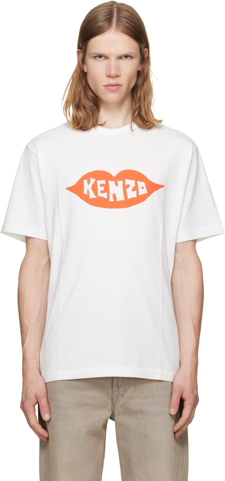 White [겐조] Paris Loves Cotton T-shirt 262387M213000