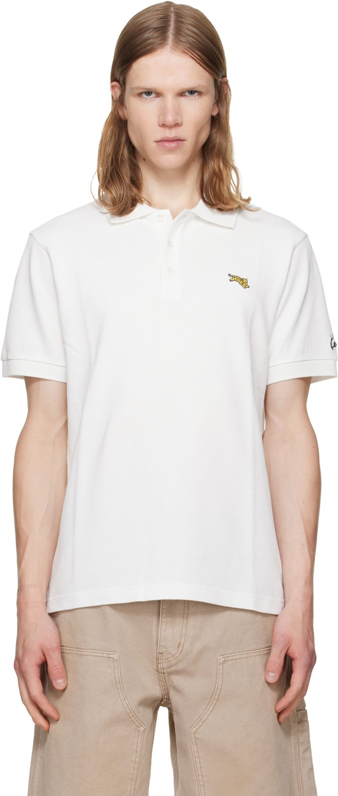 White [겐조] Paris Jumping Tiger Slim Polo 262387M212003