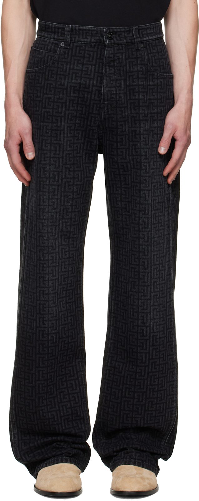 Black Monogram Loose Jeans 262251M186003
