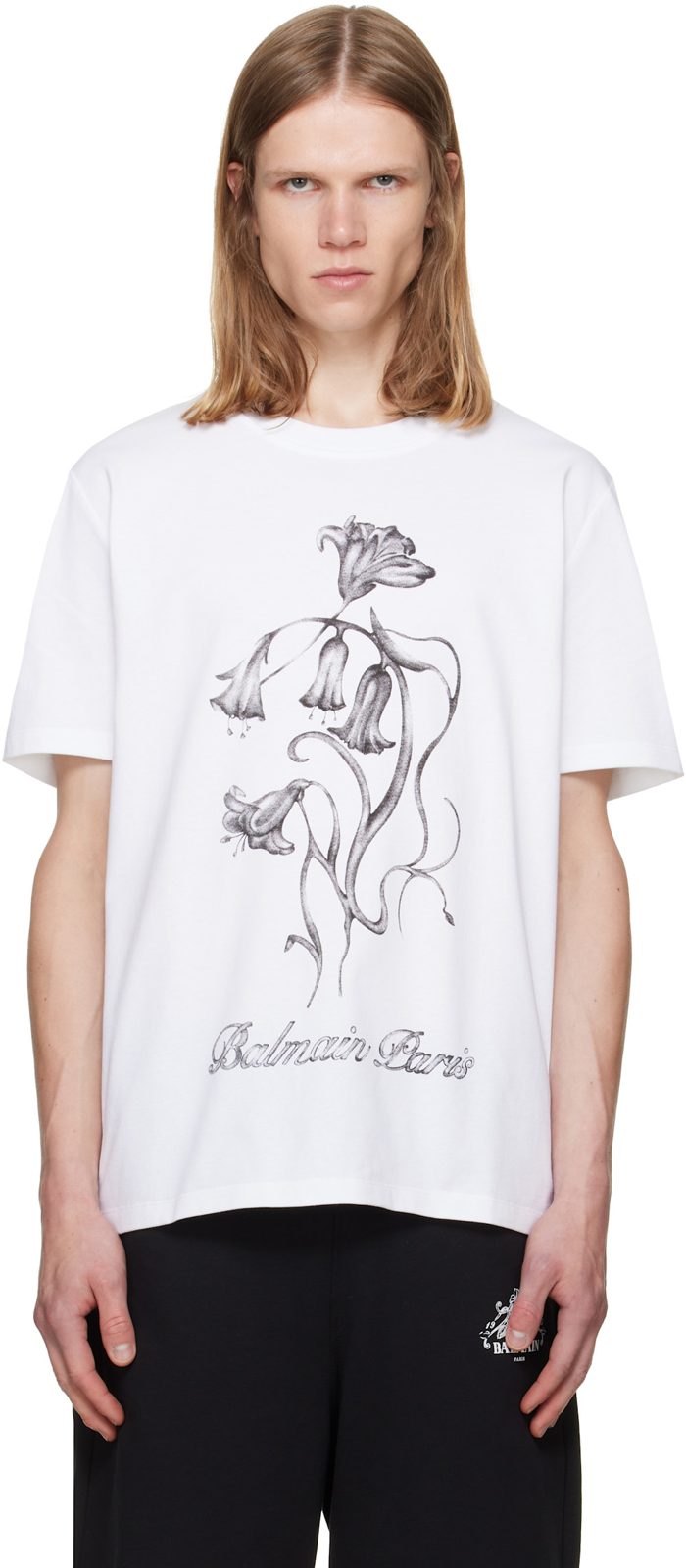 White [발망] Flower Print T-shirt 262251M213002