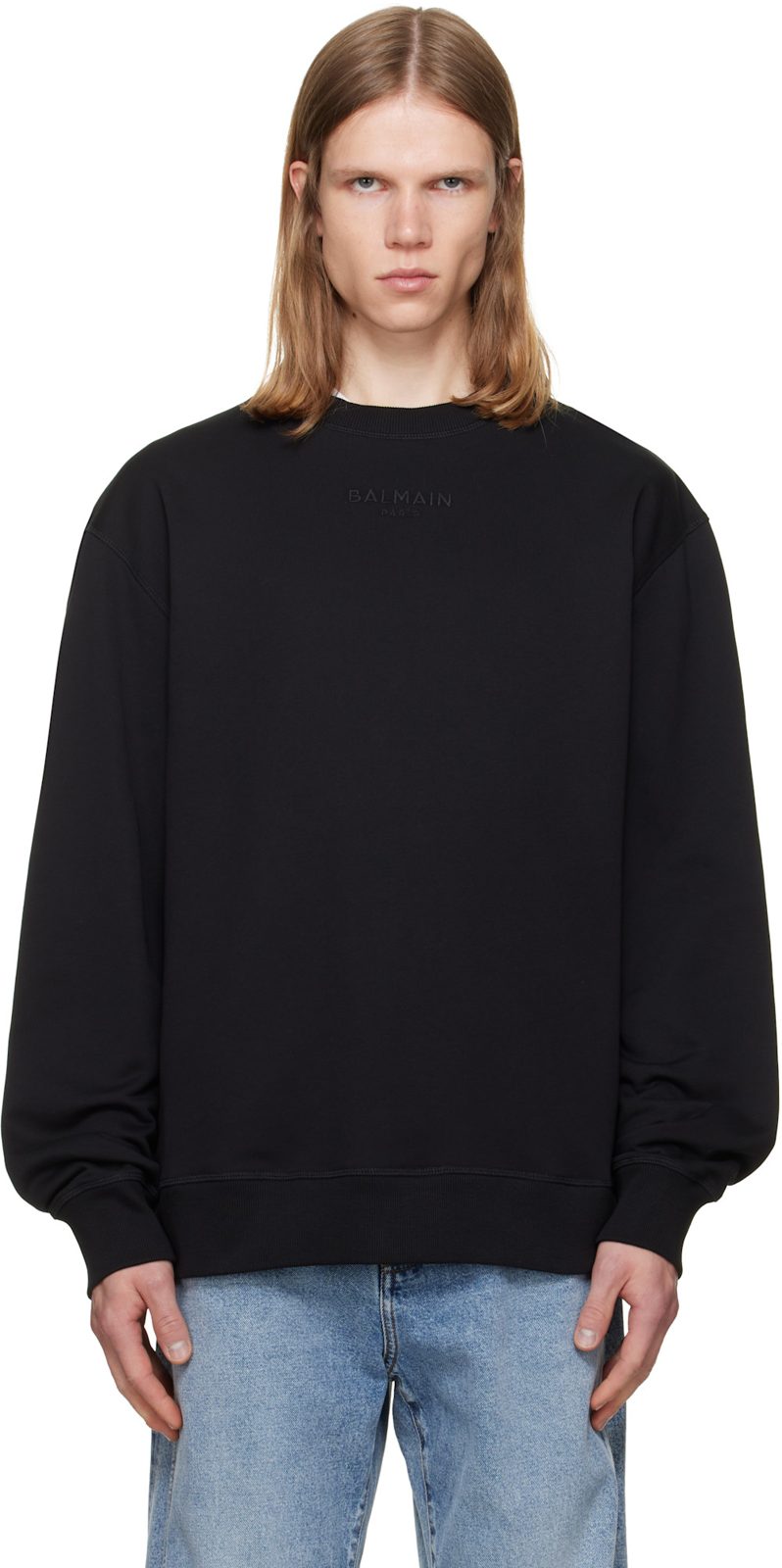 Black Embroidered [발망] Paris Sweatshirt 262251M204001