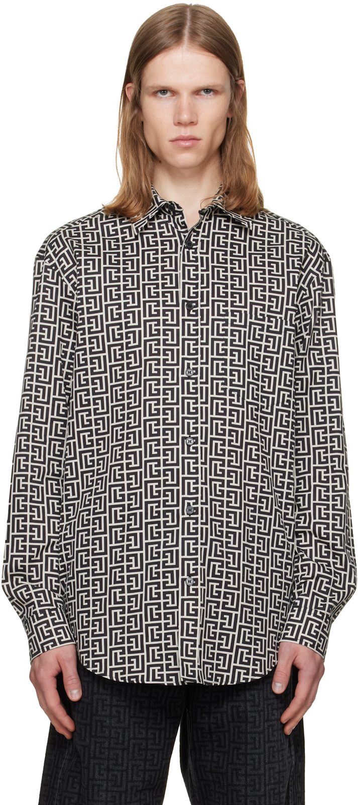 Black & White Monogram Loose Shirt 262251M192009