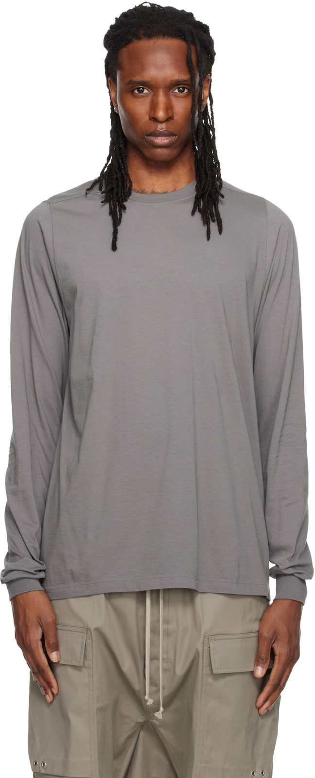 Gray Tower Short Crewneck LS T-shirt 262232M213104