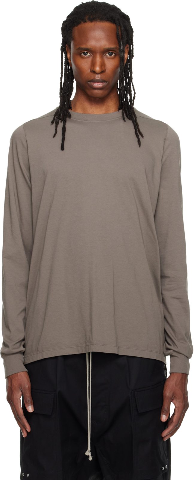 Gray Tower Short Crewneck LS T-shirt 262232M213103