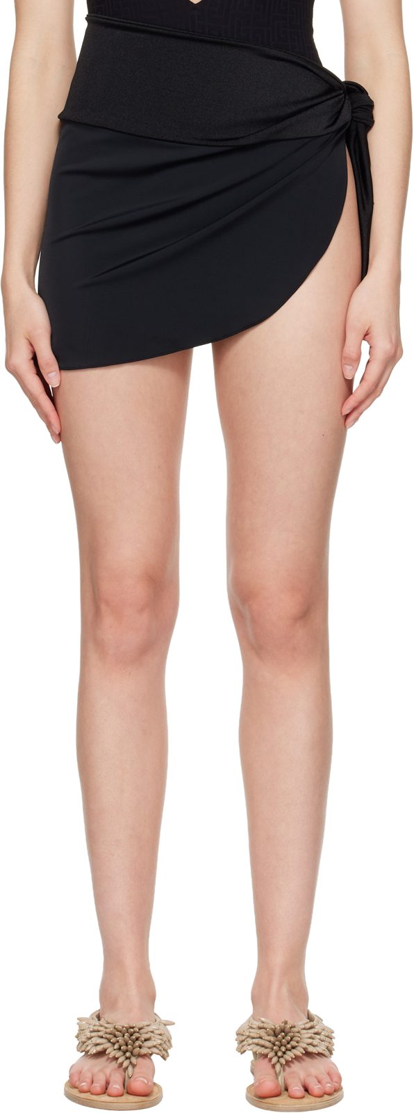 Black Tie Sarong Cover-Up Skirt 261251F102001
