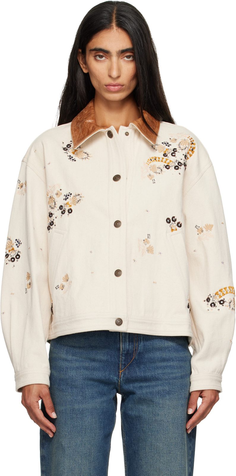 Beige Lavine Denim Jacket 262600F060002