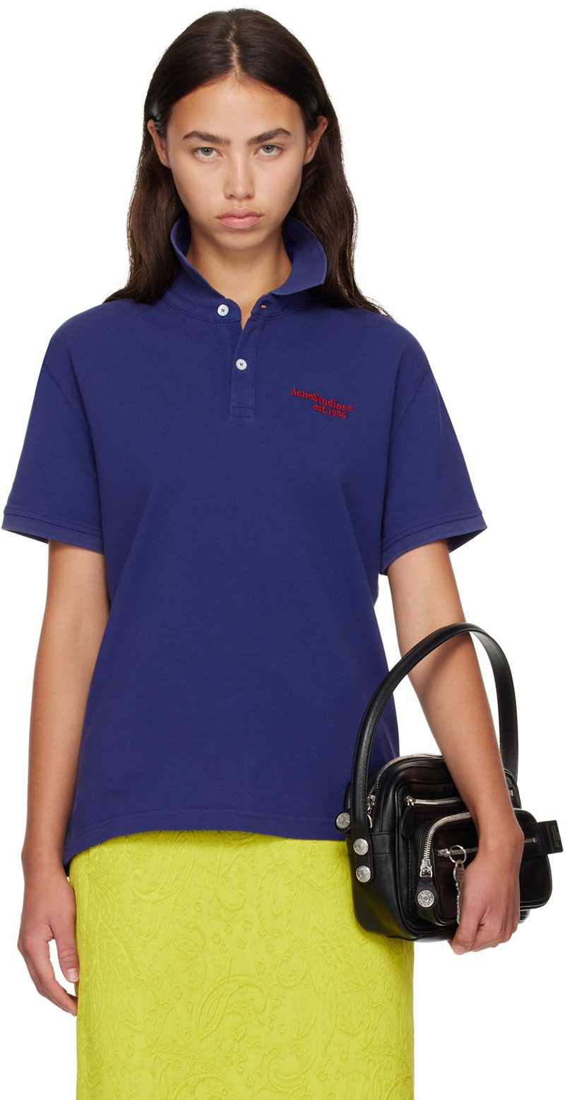 Navy Embroidered-Logo Polo 262129F108008