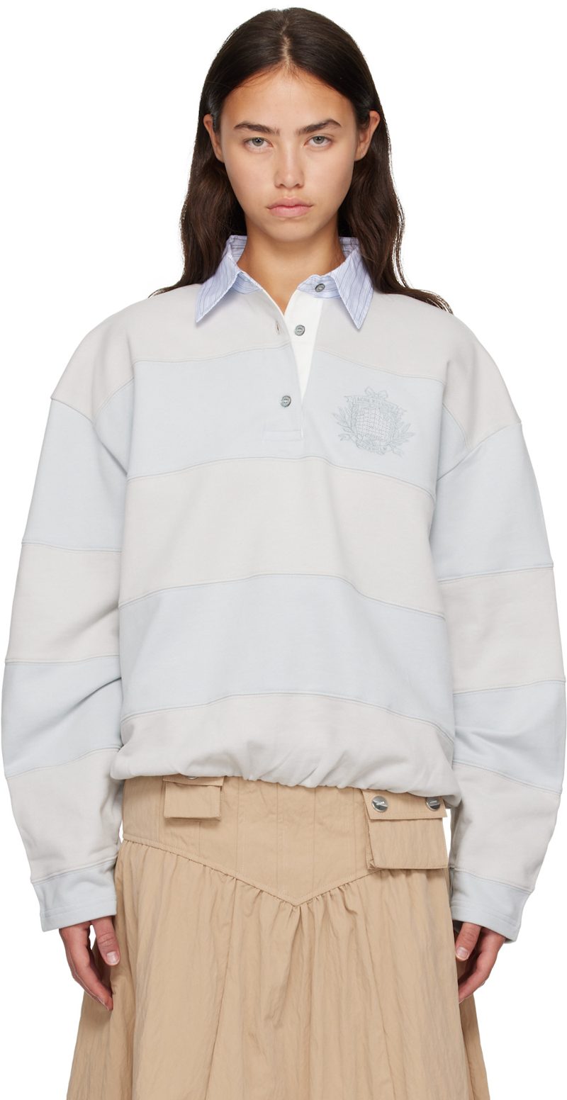 Blue & Gray Striped Polo 262129F108006