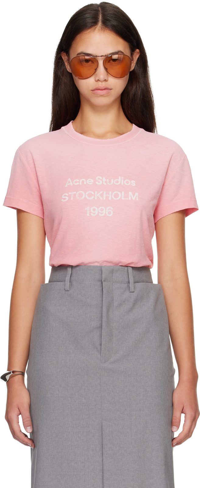 Pink Fitted Logo T-shirt 262129F110087