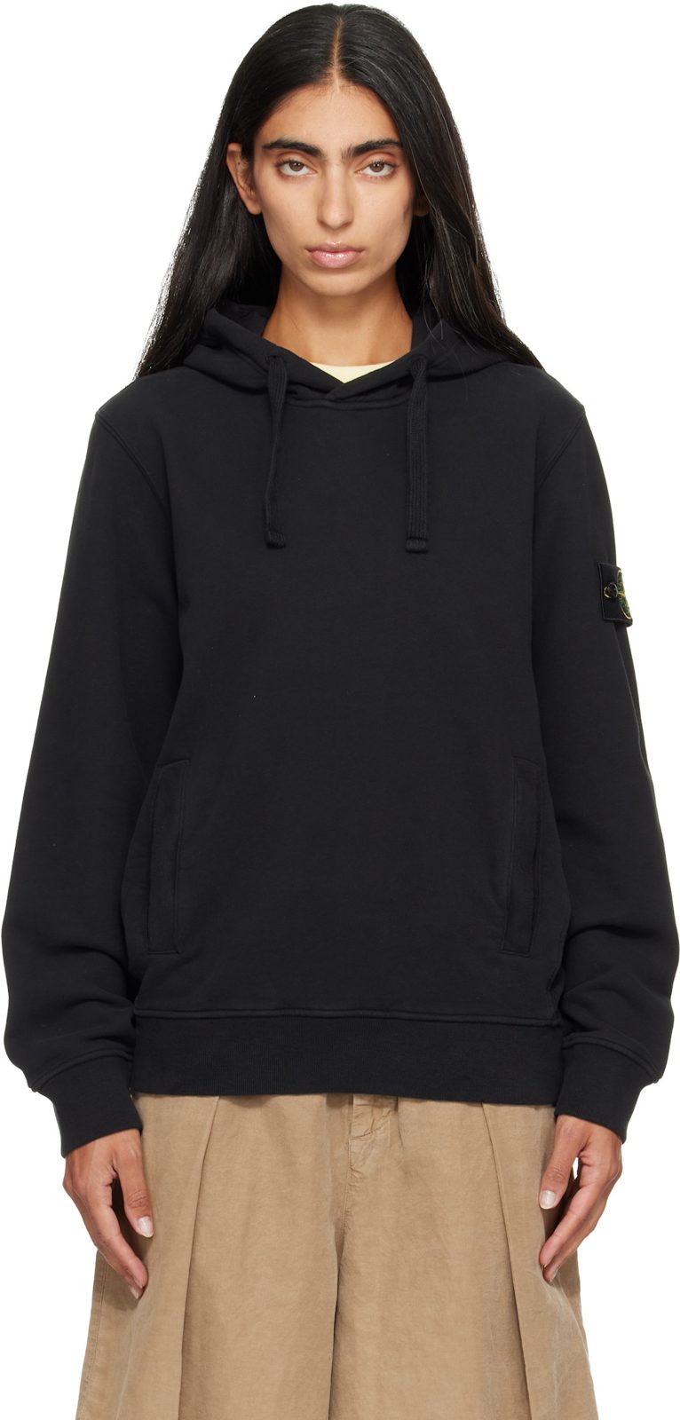 Black 6100048 Brushed Organic Cotton Fleece Hoodie 262828F097001
