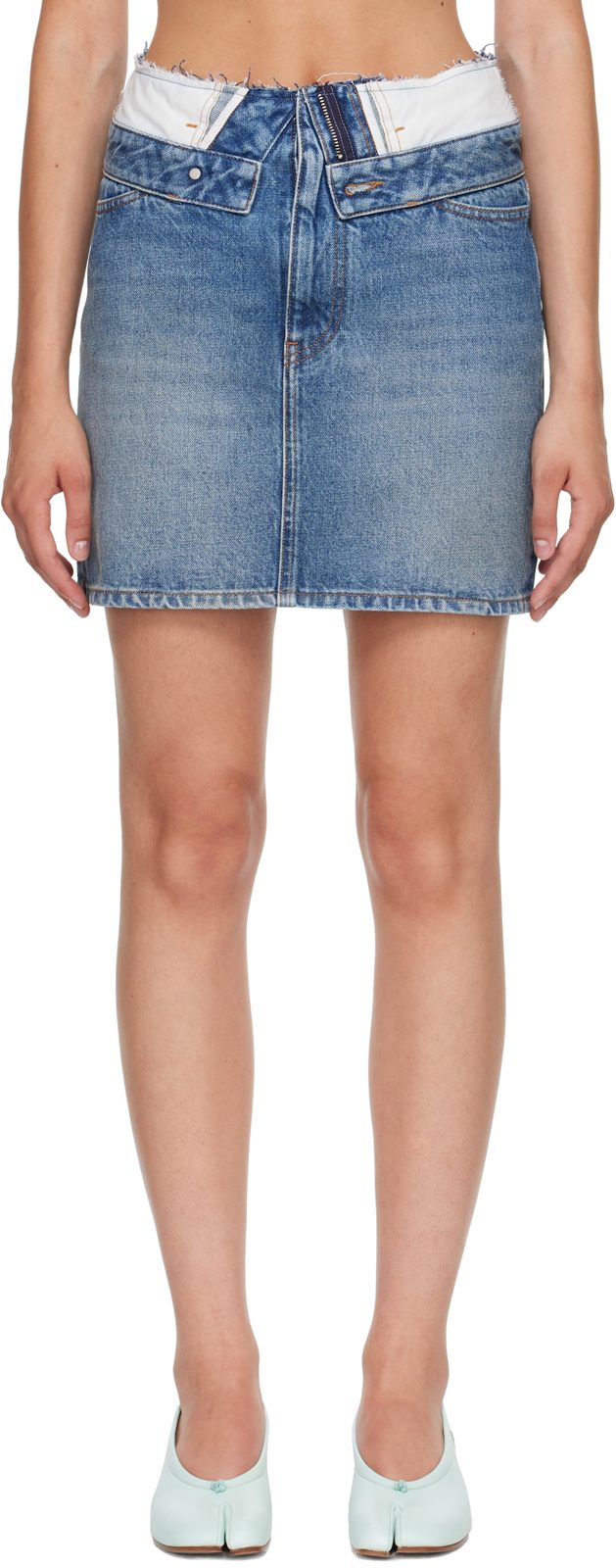 Blue Denim Miniskirt 262188F090000