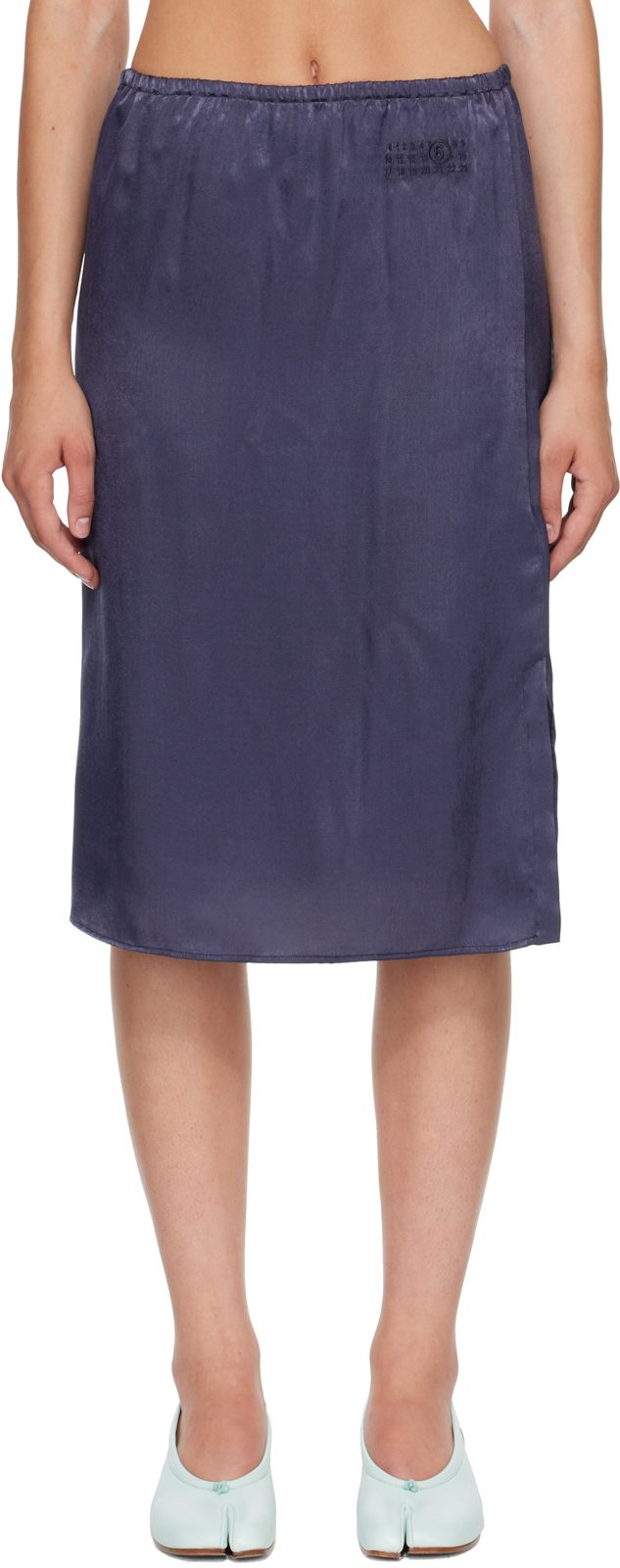 Navy Lining Look Midi Skirt 262188F092006