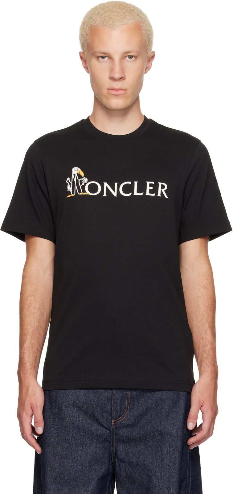 Black Mon Duck Logo Cotton T-shirt 262111M213019