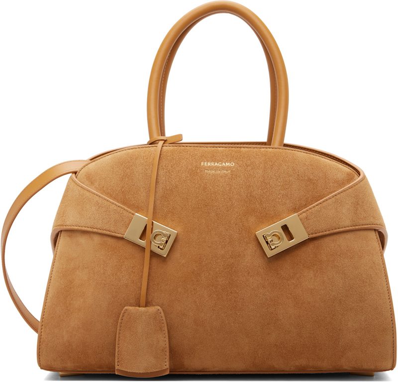Tan Suede Hug M Bag 262270F046004