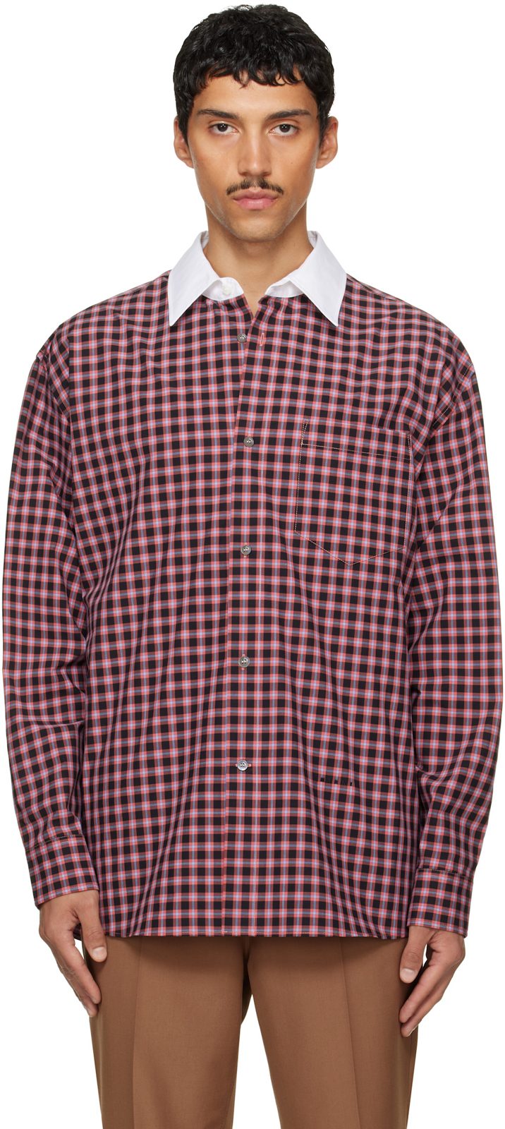Marni Red & Black Checked Shirt 262379M192002