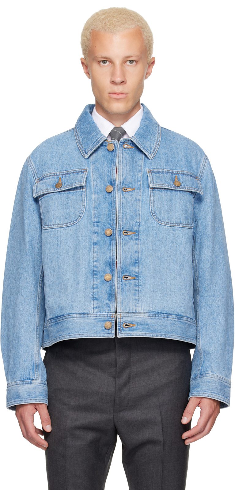 Blue Selvedge Backstrap Utility Denim Jacket 262381M177000