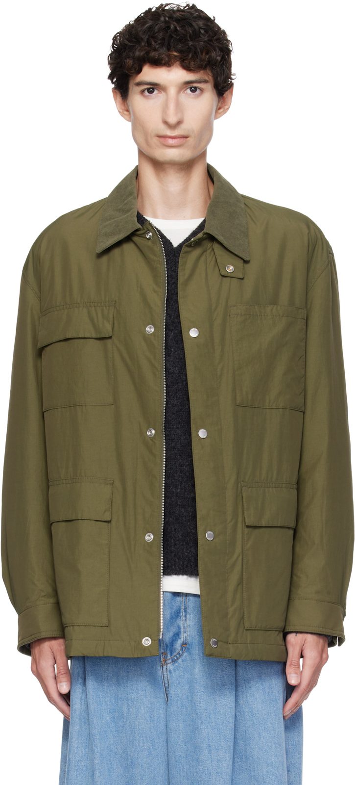 Khaki Water-Repellent Field Checkered Lining Jacket 262085M180005