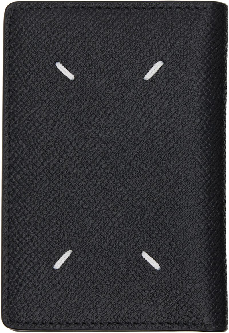 Black Four Stitches Card Holder 262168M163017