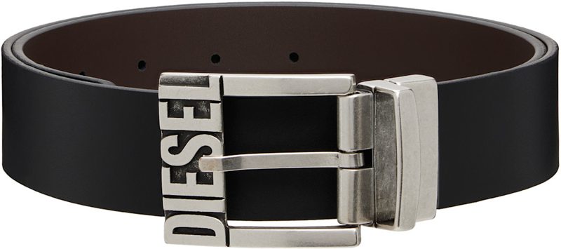 Black Leather Reversible Belt 262001M131022