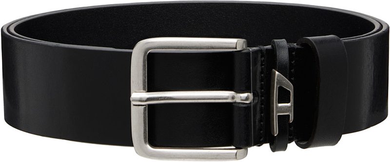 Black 4cm Crinkle Leather Belt 262001M131005