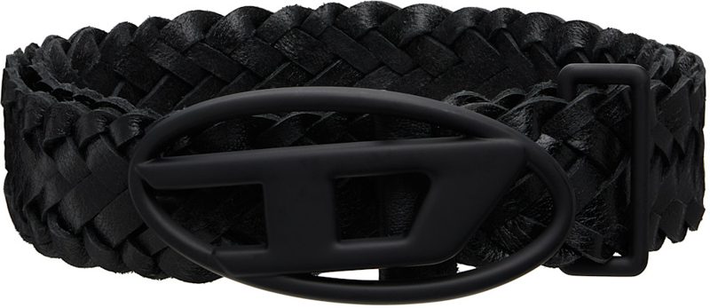 Black 4cm Braided Leather Belt 262001M131010
