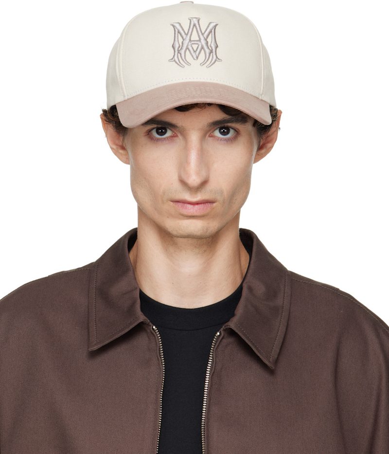 Beige MA Two Tone Cotton Cap 262886M139017