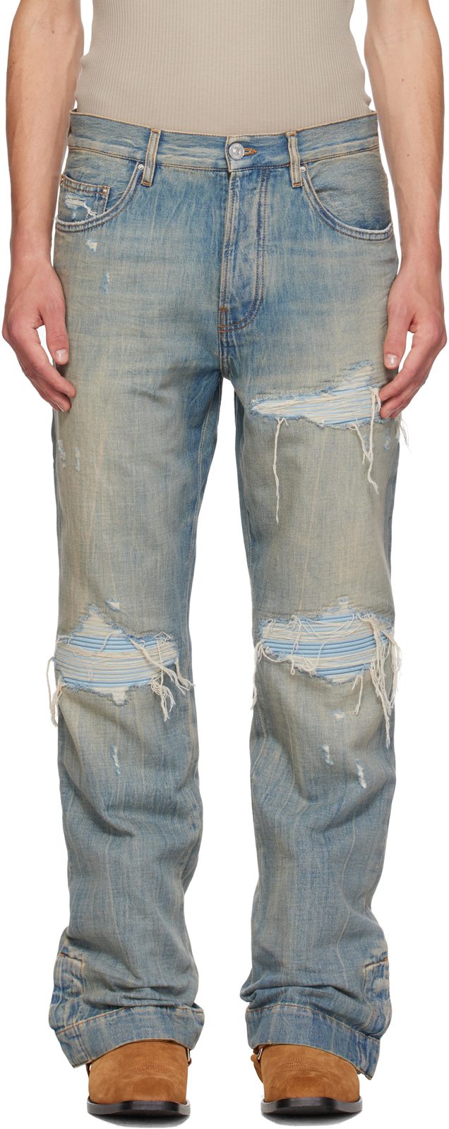 Blue Straight Flare MX1 Jeans 262886M186010