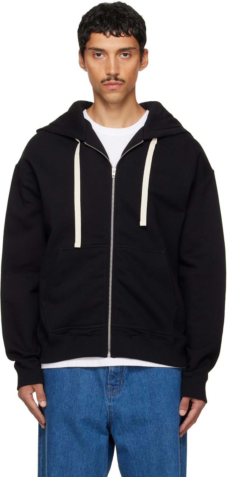 Black Zip Hoodie 262249M202004