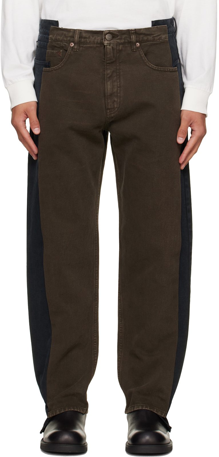 Black & Brown Straight-Leg Jeans 262168M186002