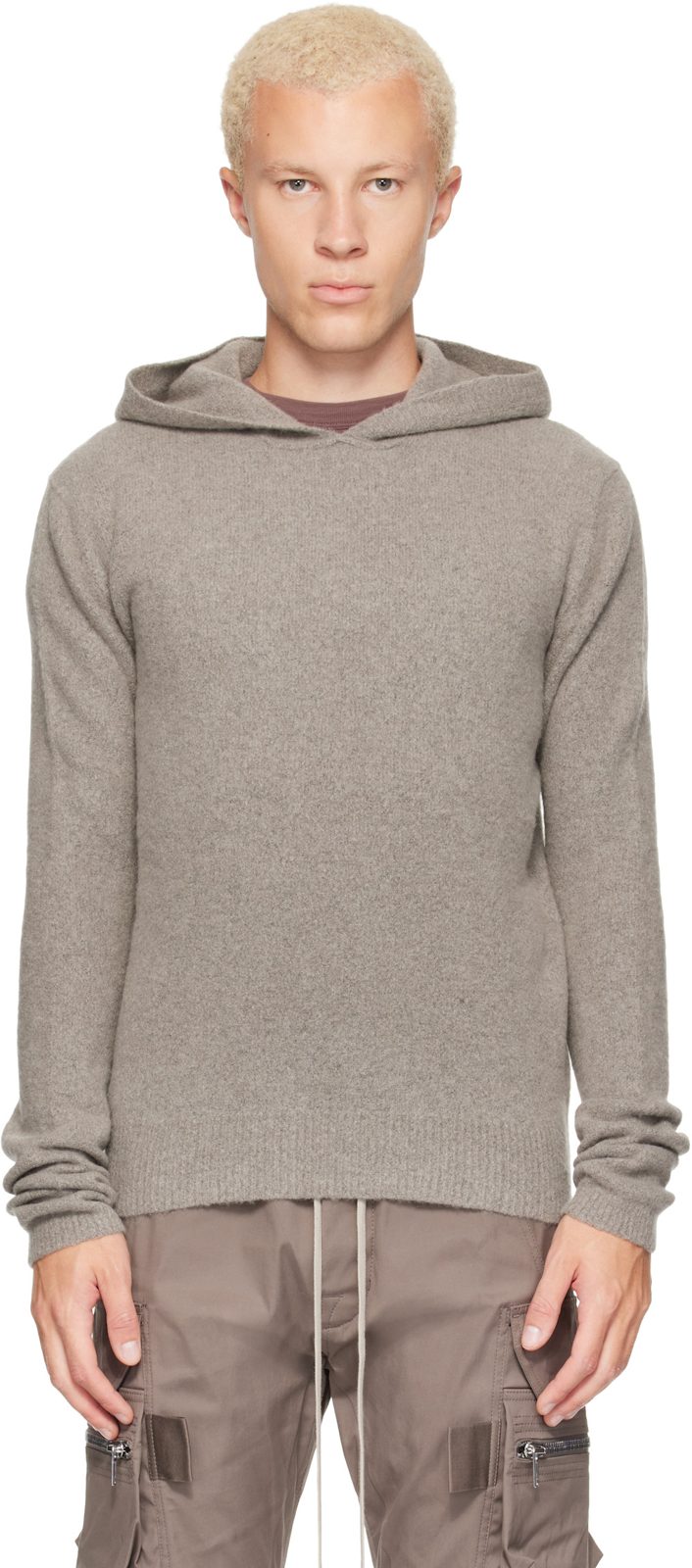 Gray Tower Felt Cashmere Hoodie 262232M202051