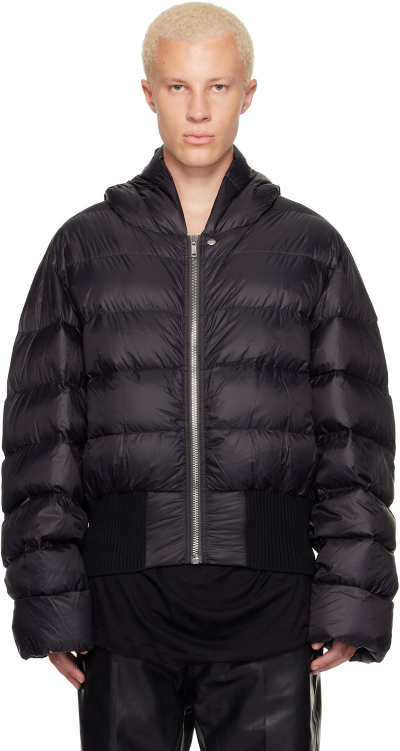 Black Tower Hooded Down Jacket 262232M178019
