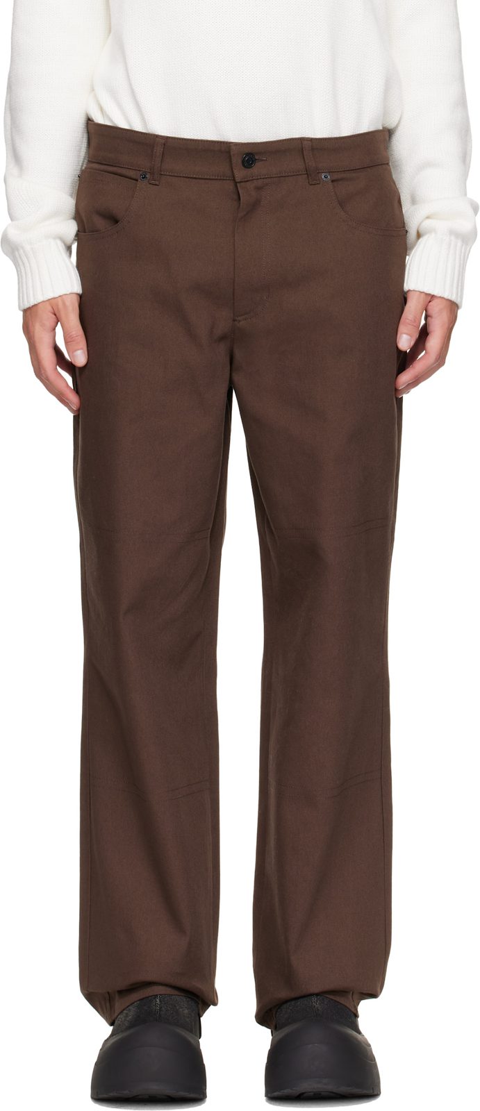 Brown Canvas Cargo Trousers 262111M191006