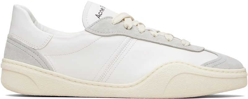 Gray & White Leather Sneakers 262129M237002
