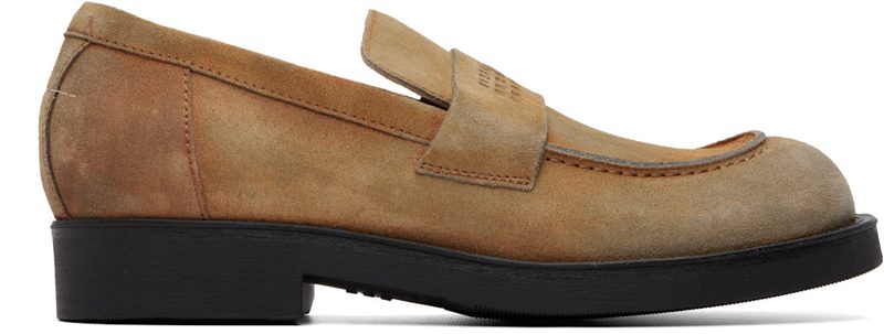 Beige Washed Suede Biker Loafers 262188M231005