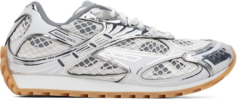 White & Silver Orbit Sneakers 252798M237008