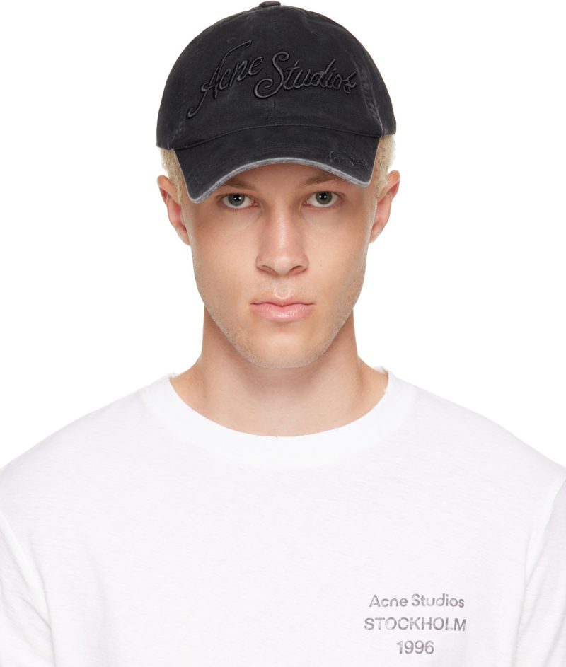 Black Embroidered Logo Cap 262129M139008