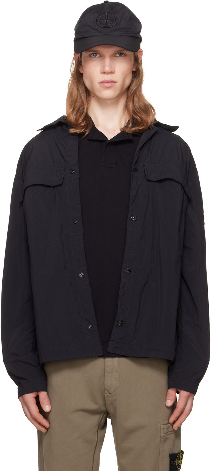 Black Nylon Smerigliato Shost S.I. Overshirt 262828M192006