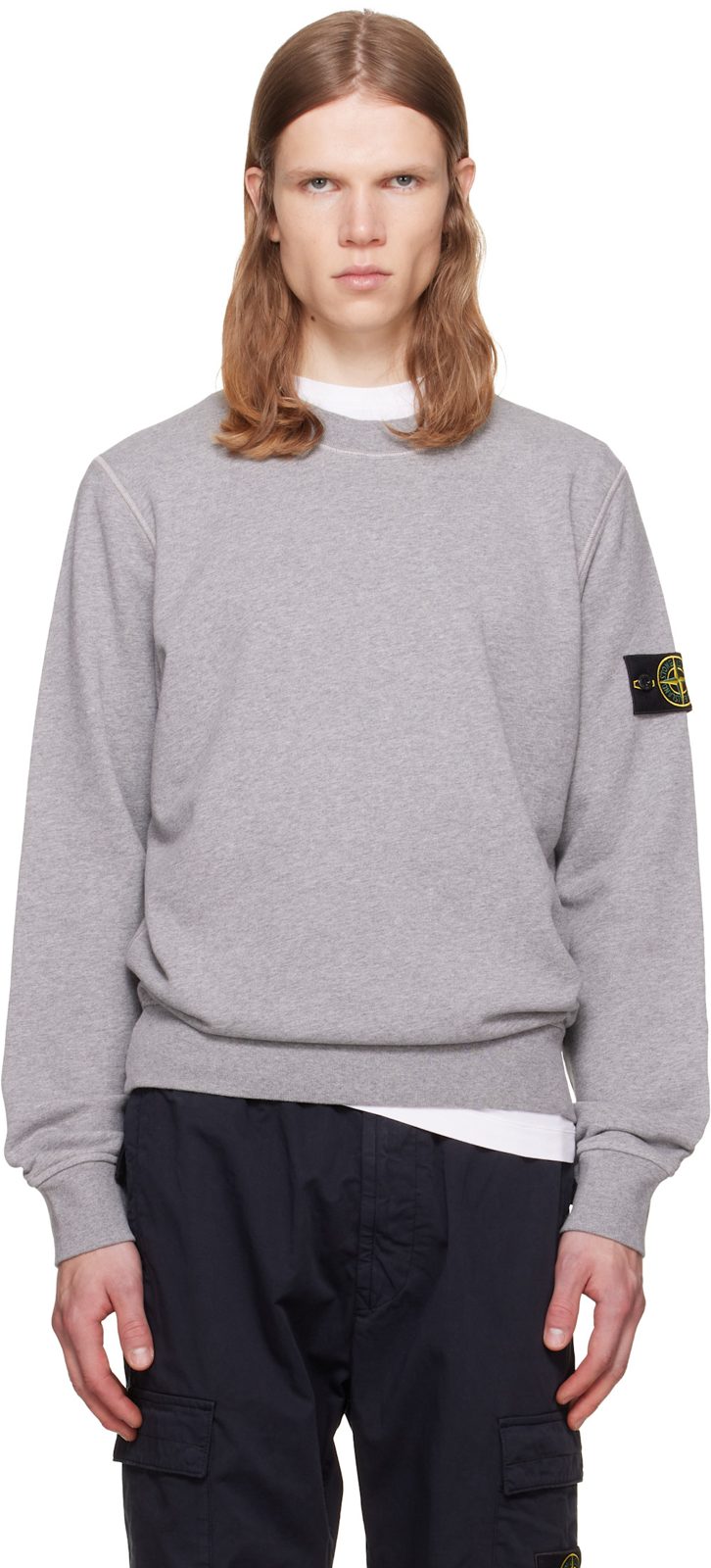 Gray Organic Cotton Fleece Sweatshirt 262828M204001