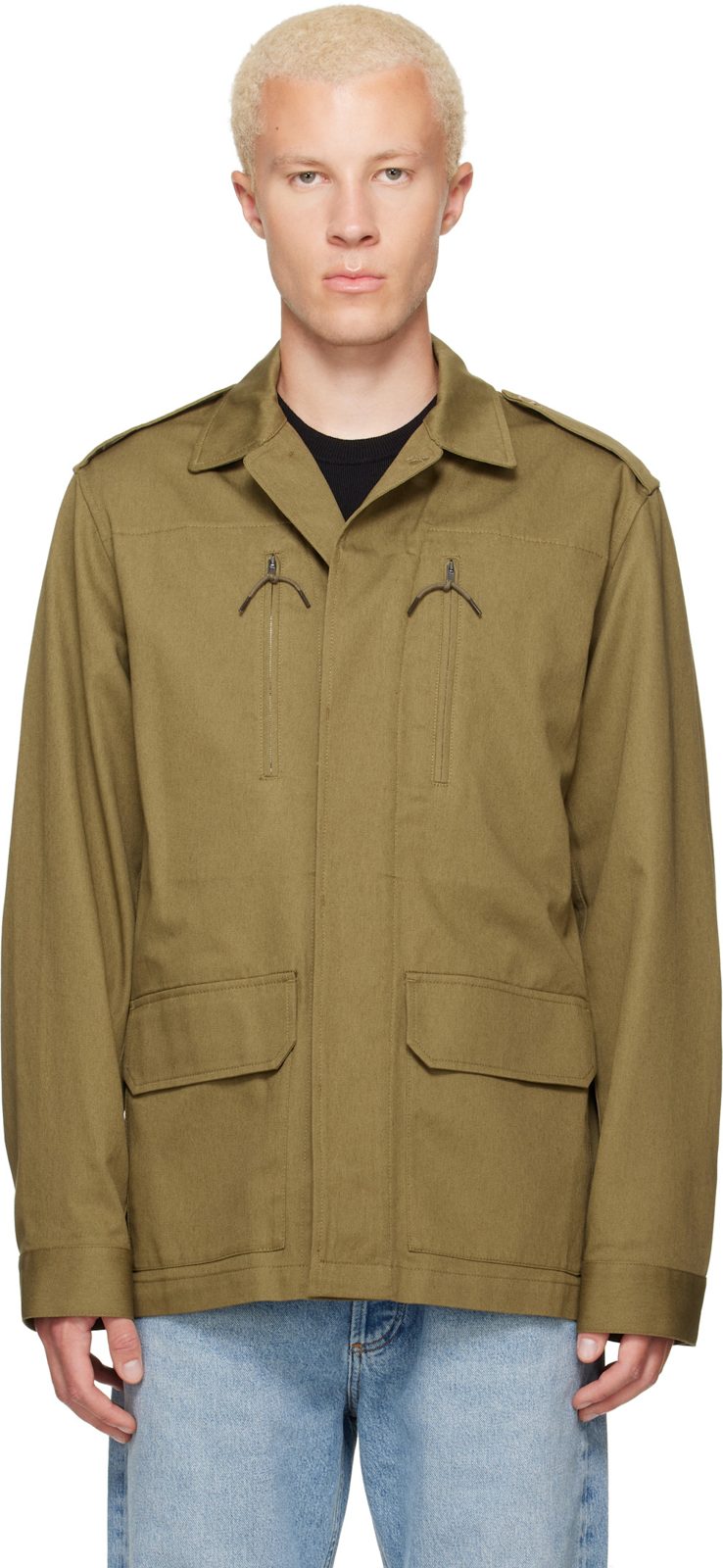 Khaki Military-Style Jacket 262252M180005