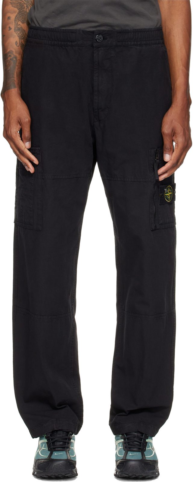Black 3100015 Organic Cotton Ripstop Cargo Pants 262828M188009