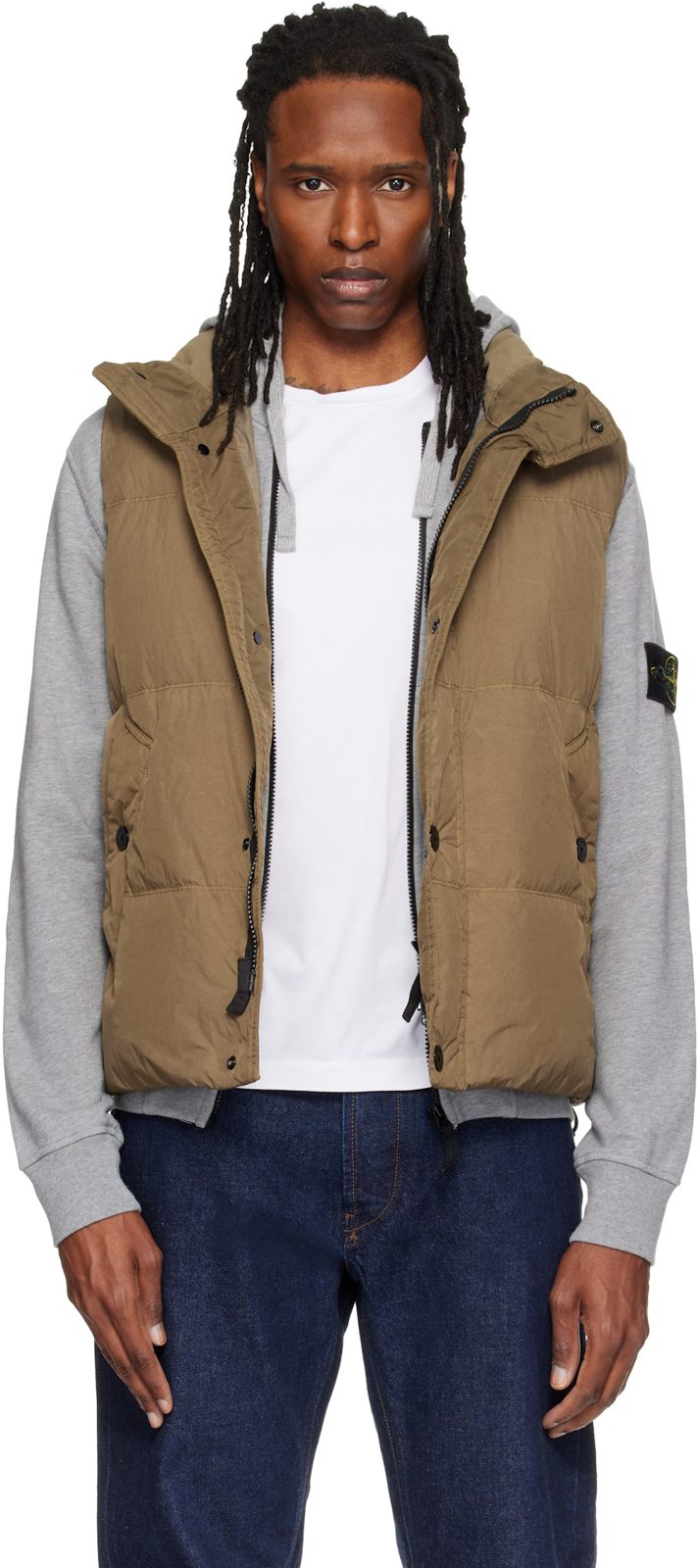 Khaki G100010 Crinkled Reps NY Down Vest 262828M185000