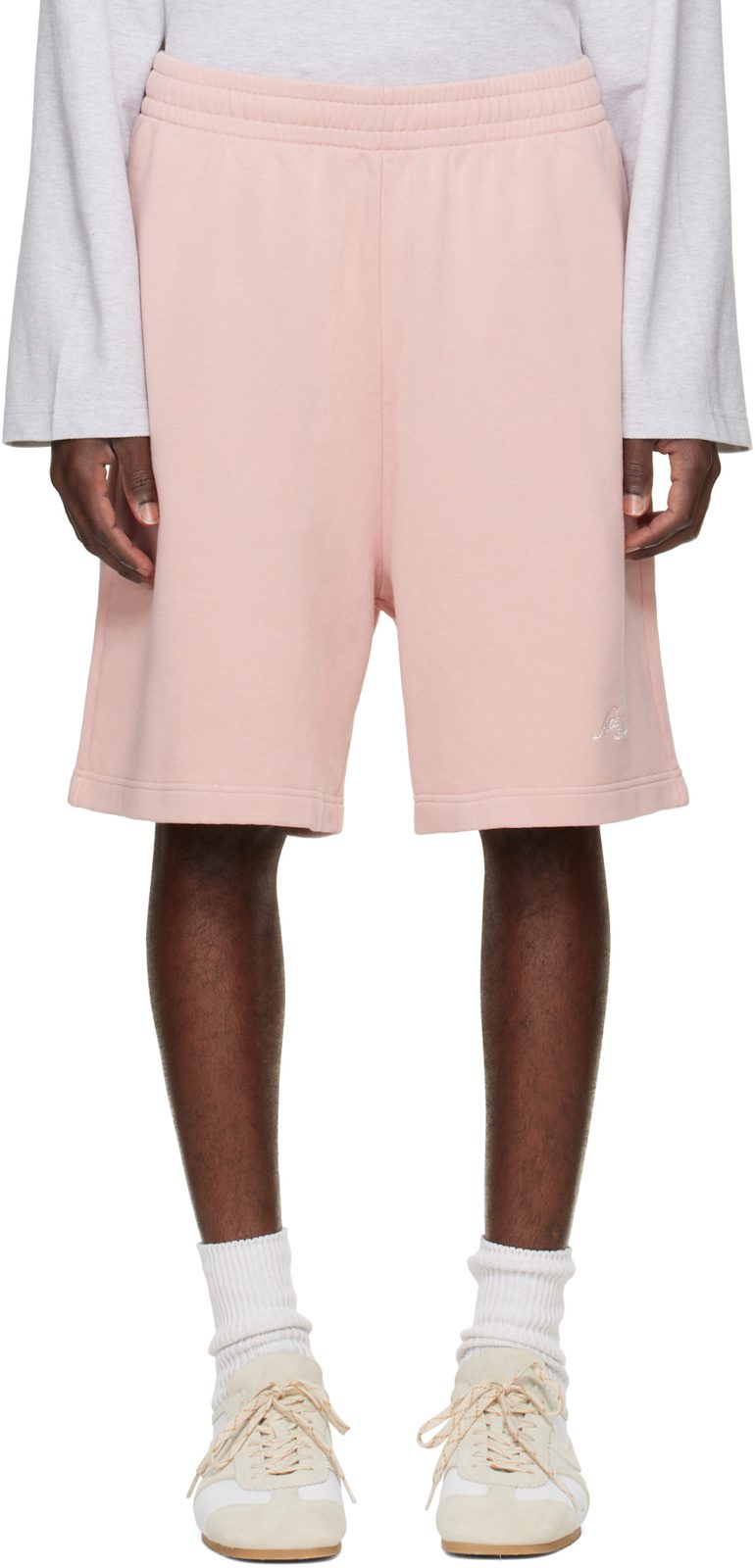 Pink Embroidered Logo Shorts 262129M193013