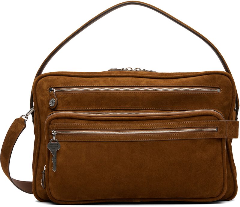 Brown Camero Camera Suede Shoulder Bag 262129F048030