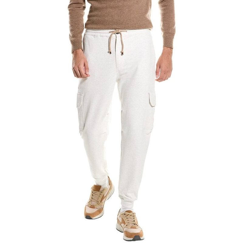 Brunello Cucinelli Off White Cotton Cargo Trousers