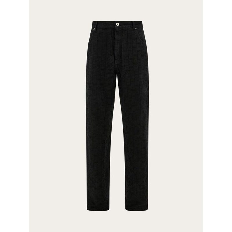 Black Jacquard Cotton Trousers