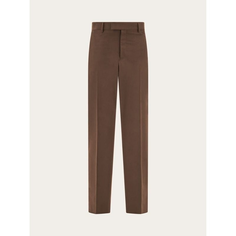 Brown Tailored Cotton Trousers